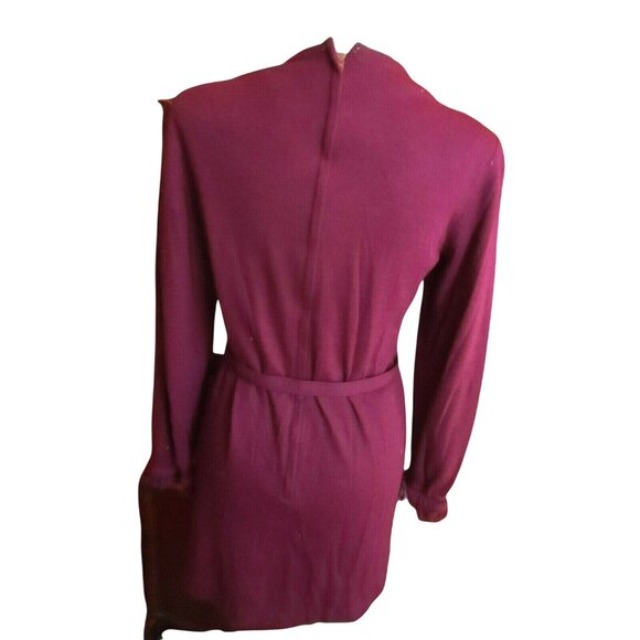 6 Vintage 1970's Women's Dress MINNESOTA WOOLENS ROYAL PURPE BELTED MOD ACRYLIC - Picture 7 of 8